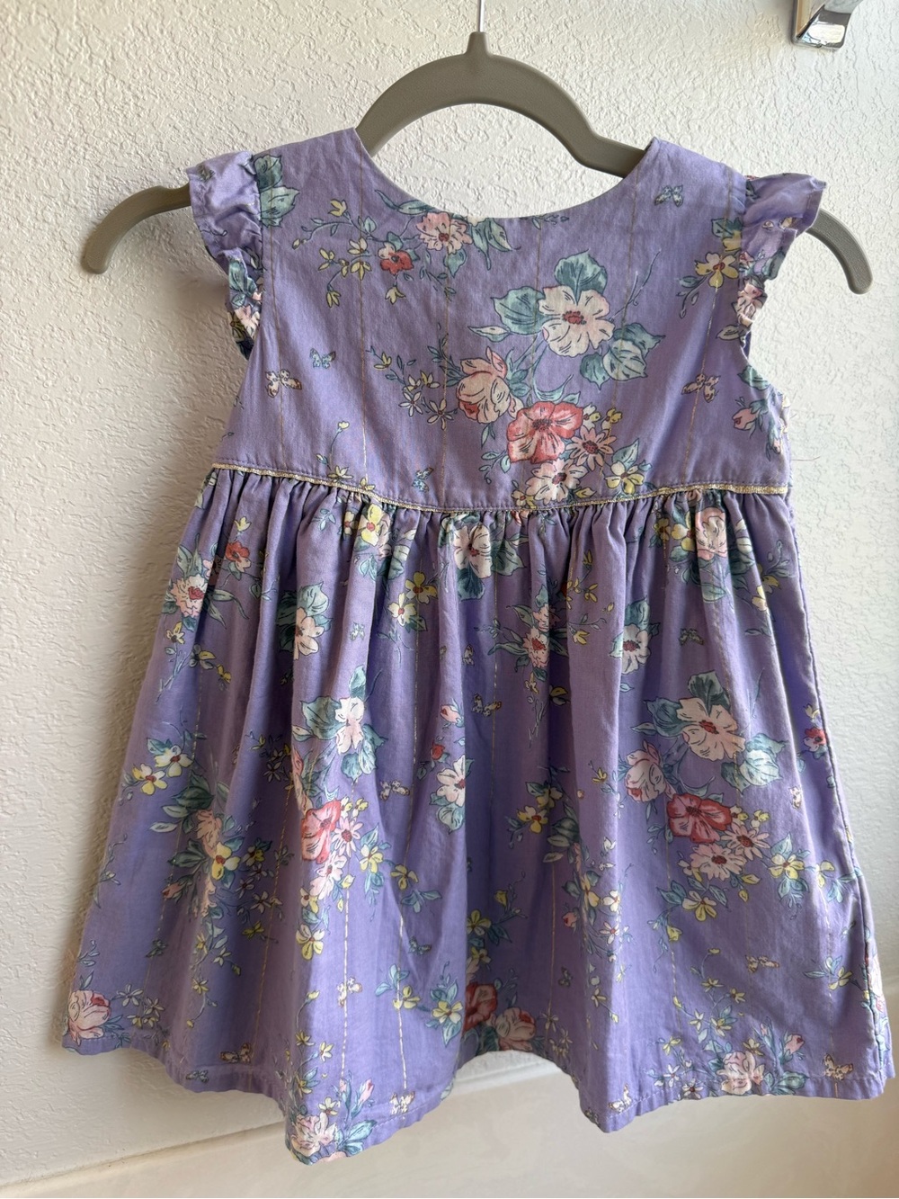 OshKosh B'gosh Lavender Floral Ruffle-Sleeve Dress